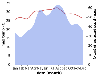 temperature and rainfall during the year in Basco