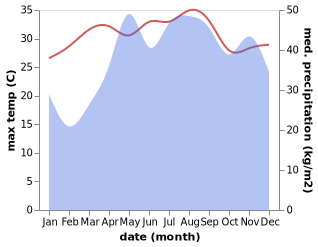 temperature and rainfall during the year in Dibuluan