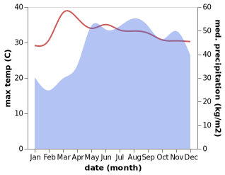 temperature and rainfall during the year in Bay