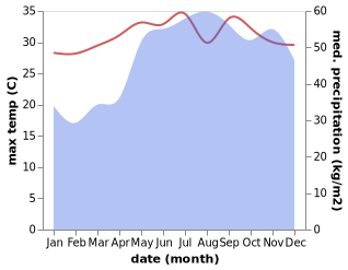 temperature and rainfall during the year in Pagsangahan