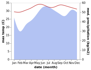 temperature and rainfall during the year in Bacuag