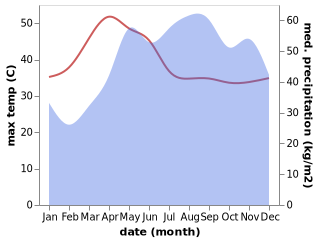 temperature and rainfall during the year in Aliaga