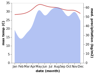 temperature and rainfall during the year in Dinalongan