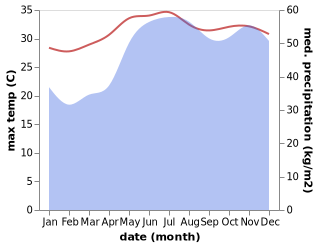 temperature and rainfall during the year in Bantayan