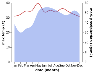 temperature and rainfall during the year in Cabalawan