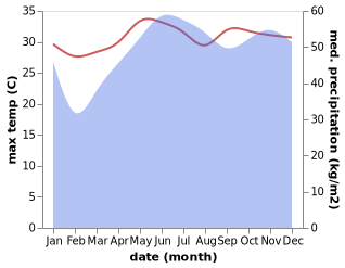 temperature and rainfall during the year in Dauin