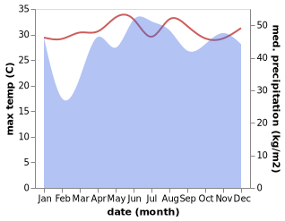 temperature and rainfall during the year in Baculin