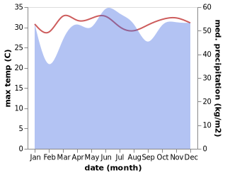 temperature and rainfall during the year in Balangonan