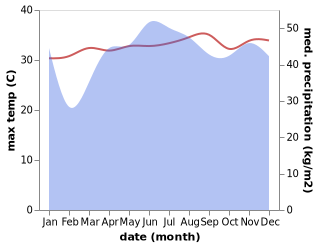 temperature and rainfall during the year in Gupitan