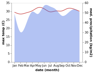 temperature and rainfall during the year in Mayo