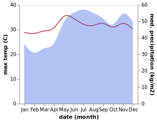 temperature and rainfall during the year in Alangalang