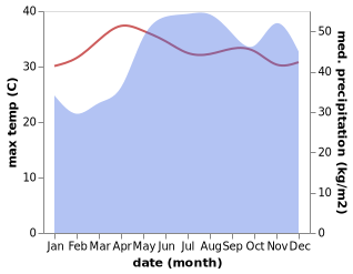 temperature and rainfall during the year in Balagui