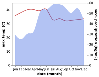 temperature and rainfall during the year in Babug