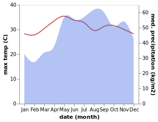 temperature and rainfall during the year in Lubang