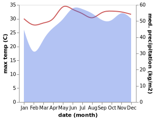 temperature and rainfall during the year in Catarman