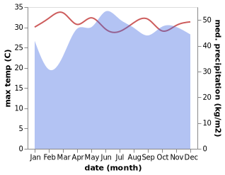 temperature and rainfall during the year in Balagon