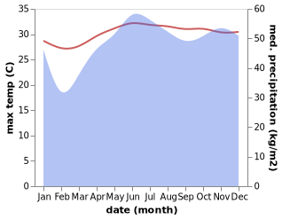 temperature and rainfall during the year in Linay