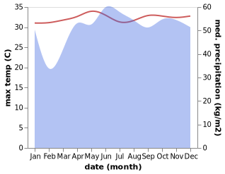 temperature and rainfall during the year in Mangusu