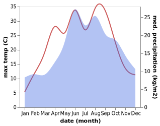 temperature and rainfall during the year in Chodow