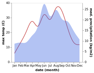 temperature and rainfall during the year in Dobieszczyzna