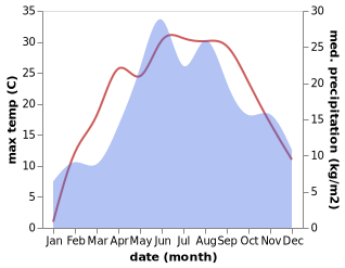 temperature and rainfall during the year in Belzec