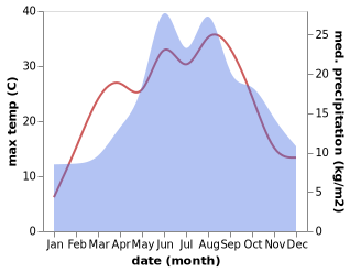 temperature and rainfall during the year in Bierawa