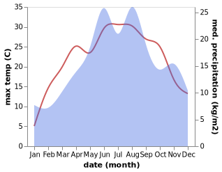 temperature and rainfall during the year in Bontesti