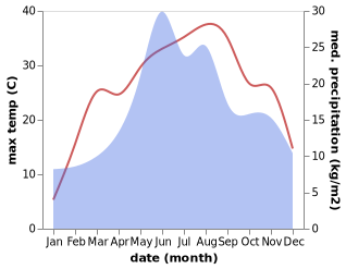 temperature and rainfall during the year in Buciumi