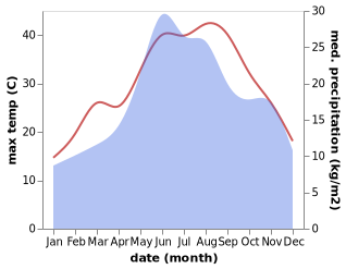 temperature and rainfall during the year in Aliman