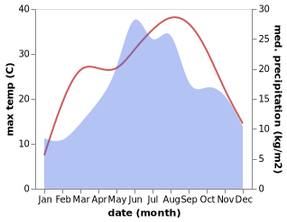 temperature and rainfall during the year in Barbuletu