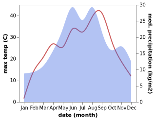 temperature and rainfall during the year in Supuru de Jos