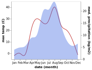 temperature and rainfall during the year in Kosikha