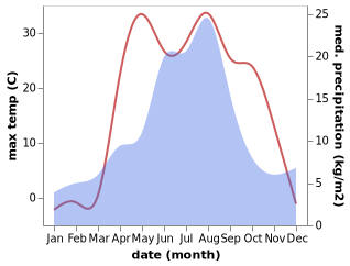 temperature and rainfall during the year in Novyye Zori