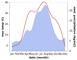 temperature and rainfall during the year in Volchikha