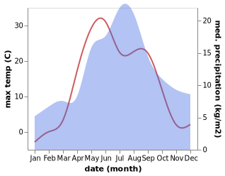 temperature and rainfall during the year in Privodino