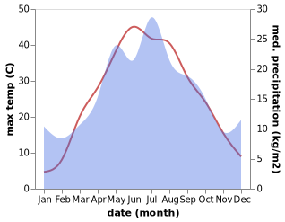 temperature and rainfall during the year in Sizyy Bugor