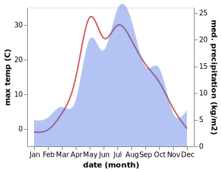 temperature and rainfall during the year in Maginsk