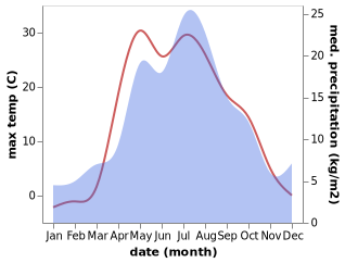 temperature and rainfall during the year in Verkhniye Kigi