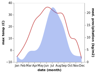 temperature and rainfall during the year in Novaya Bryan