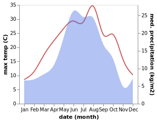 temperature and rainfall during the year in Alleroy