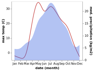 temperature and rainfall during the year in Koyelga