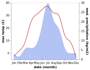 temperature and rainfall during the year in Bokhan