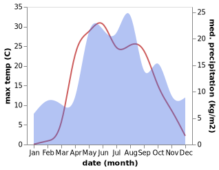 temperature and rainfall during the year in Palekh