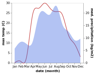 temperature and rainfall during the year in Borok