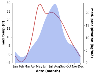 temperature and rainfall during the year in Klyuchi