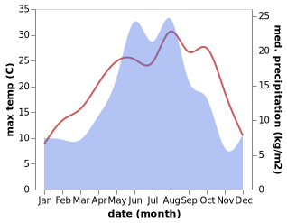 temperature and rainfall during the year in Ispravnaya