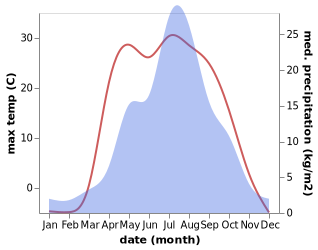 temperature and rainfall during the year in Nikolayevsk-na-Amure