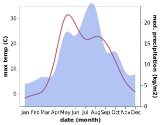 temperature and rainfall during the year in Belorechensk