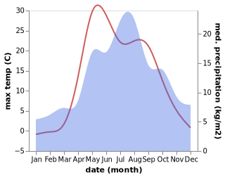 temperature and rainfall during the year in Rudnichnyy