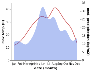 temperature and rainfall during the year in Abinsk